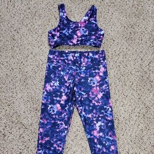 Floral Activewear Set in Blue and Pink